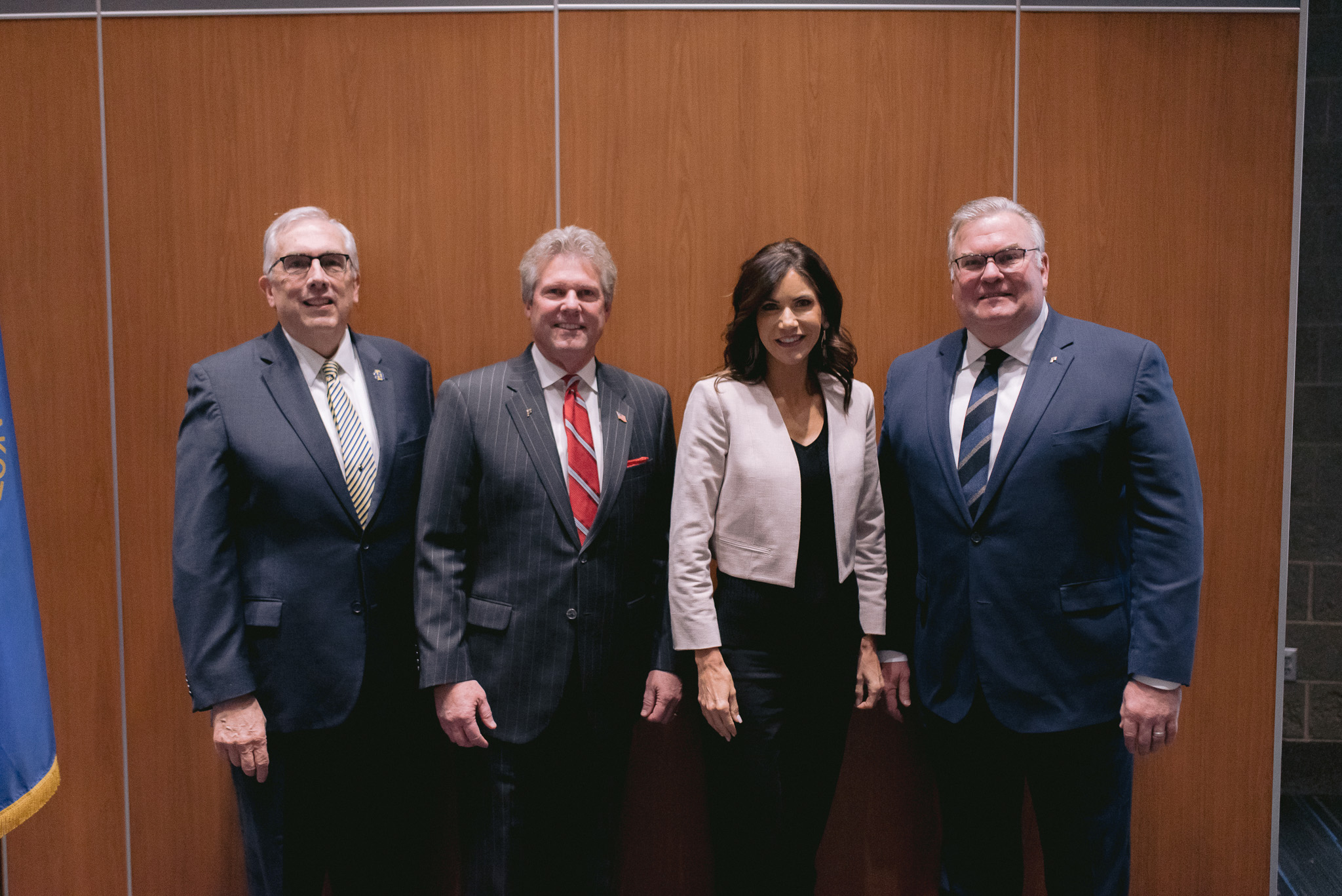 Pictured from left are: SDSU President Dr. Barry Dunn, PREMIER Bankcard CEO Miles Beacom, South Dakota Governor Kristi Noem and First PREMIER Bank CEO Dana Dykhouse